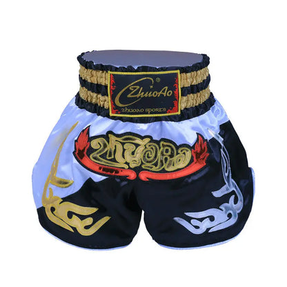Muay Thai Shorts Men Embroidery Sports Fitness Fighting Kickboxing Short Pants Women Kids Custom Sanda MMA Boxeo Trunks Black