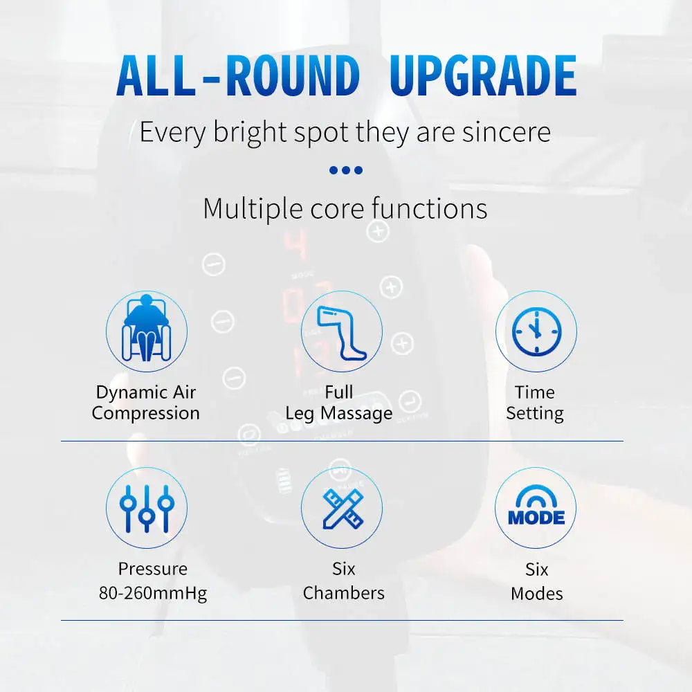 Air Compression Circulation Boots Pressure Therapy System Recovery 8 Chamber Cooling Compression Massage Boots Adjustable Size