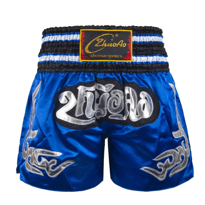Muay Thai Shorts Men Embroidery Sports Fitness Fighting Kickboxing Short Pants Women Kids Custom Sanda MMA Boxeo Trunks Black