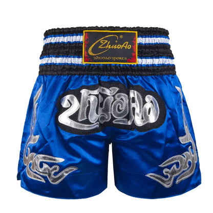 Muay Thai Shorts Men Embroidery Sports Fitness Fighting Kickboxing Short Pants Women Kids Custom Sanda MMA Boxeo Trunks Black