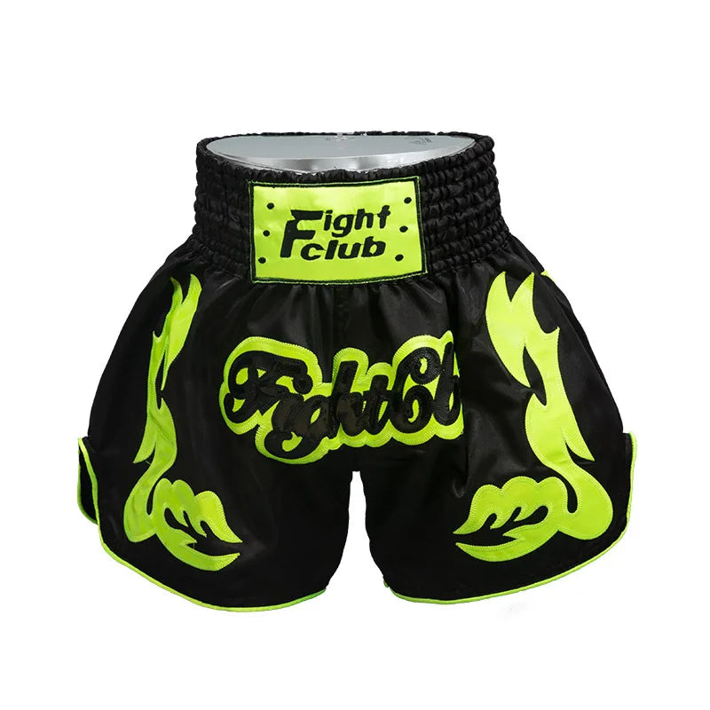 Muay Thai Shorts Men Embroidery Sports Fitness Fighting Kickboxing Short Pants Women Kids Custom Sanda MMA Boxeo Trunks Black