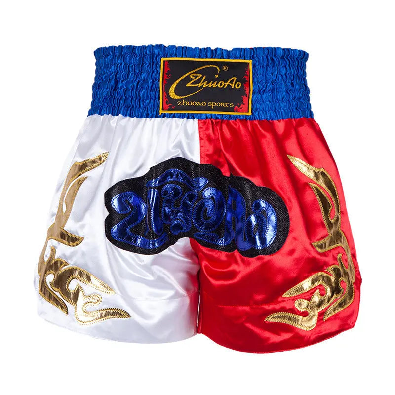 Muay Thai Shorts Men Embroidery Sports Fitness Fighting Kickboxing Short Pants Women Kids Custom Sanda MMA Boxeo Trunks Black