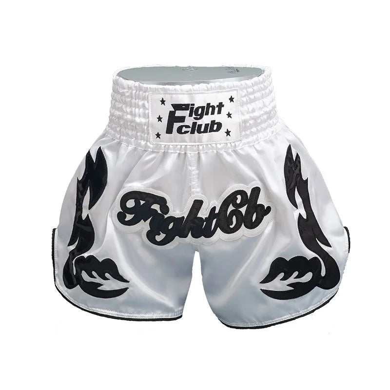 Muay Thai Shorts Men Embroidery Sports Fitness Fighting Kickboxing Short Pants Women Kids Custom Sanda MMA Boxeo Trunks Black