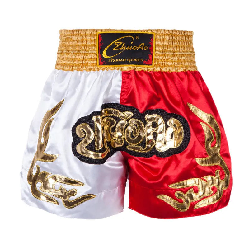 Muay Thai Shorts Men Embroidery Sports Fitness Fighting Kickboxing Short Pants Women Kids Custom Sanda MMA Boxeo Trunks Black