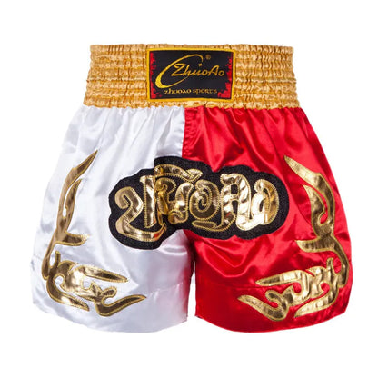 Muay Thai Shorts Men Embroidery Sports Fitness Fighting Kickboxing Short Pants Women Kids Custom Sanda MMA Boxeo Trunks Black
