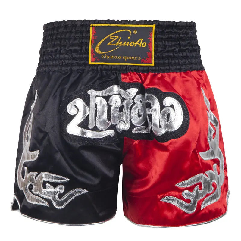 Muay Thai Shorts Men Embroidery Sports Fitness Fighting Kickboxing Short Pants Women Kids Custom Sanda MMA Boxeo Trunks Black
