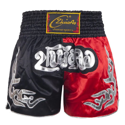 Muay Thai Shorts Men Embroidery Sports Fitness Fighting Kickboxing Short Pants Women Kids Custom Sanda MMA Boxeo Trunks Black