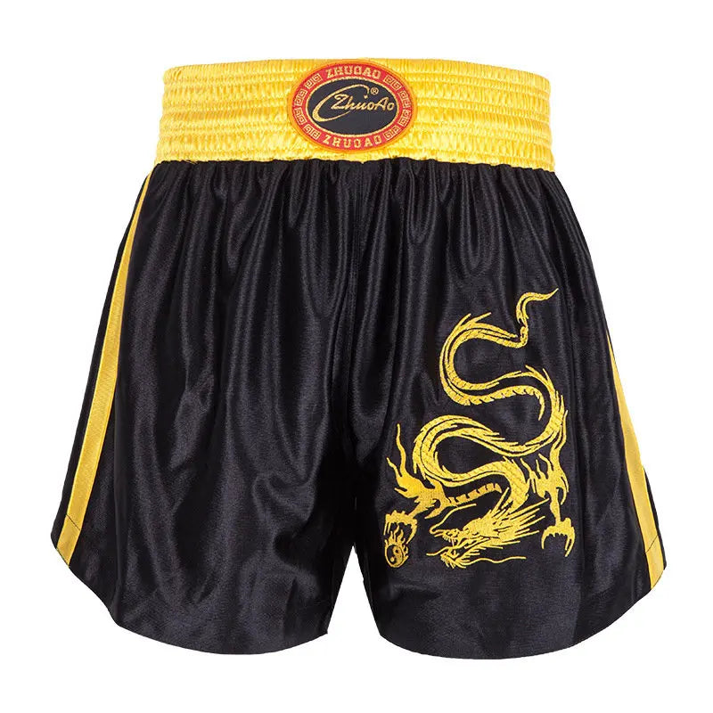 Muay Thai Shorts Men Embroidery Sports Fitness Fighting Kickboxing Short Pants Women Kids Custom Sanda MMA Boxeo Trunks Black