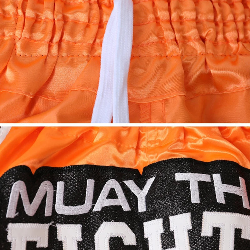 Muay Thai Shorts Men Embroidery Sports Fitness Fighting Kickboxing Short Pants Women Kids Custom Sanda MMA Boxeo Trunks Black
