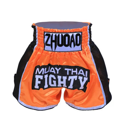 Muay Thai Shorts Men Embroidery Sports Fitness Fighting Kickboxing Short Pants Women Kids Custom Sanda MMA Boxeo Trunks Black
