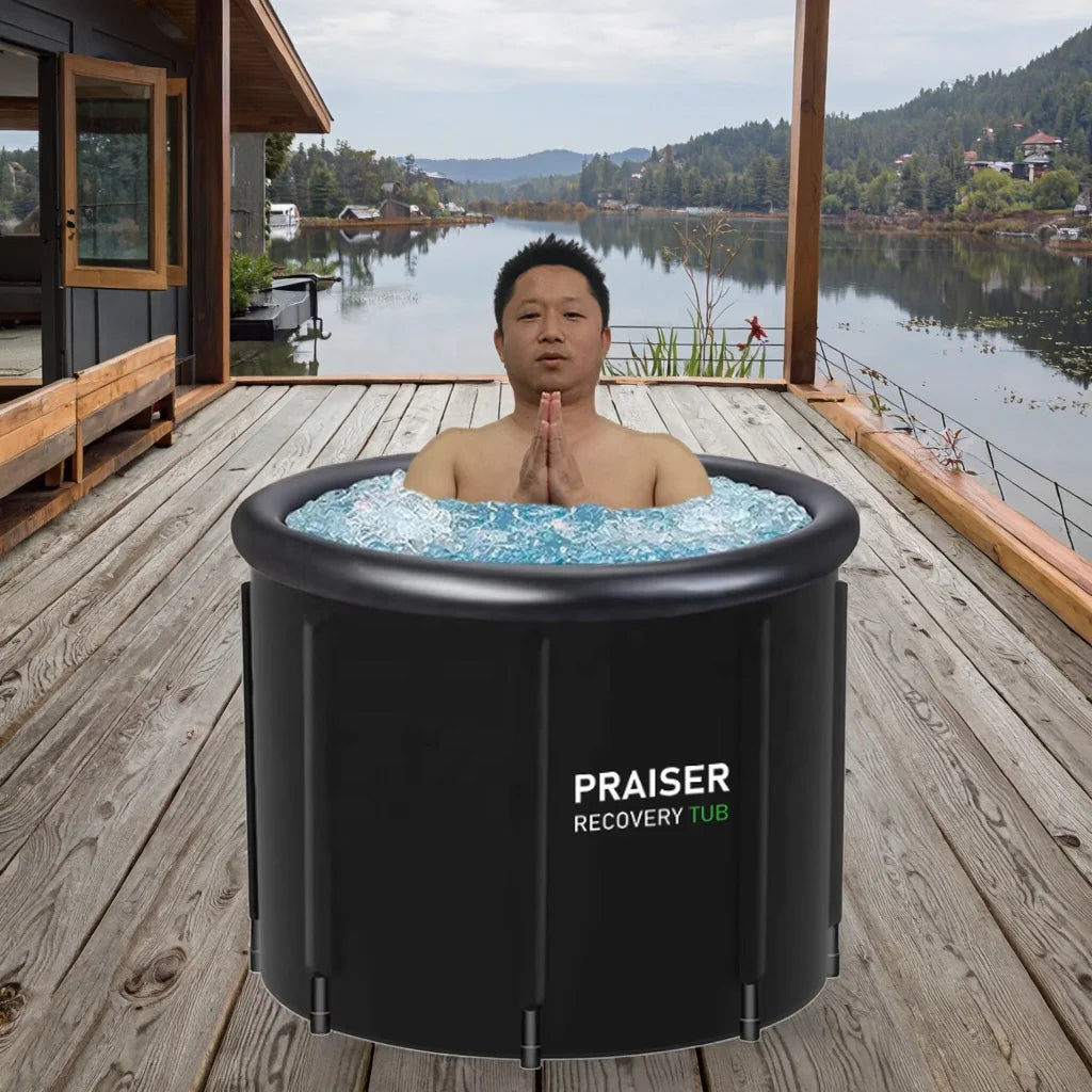 Portable Inflatable Outdoor Bath Tub 320L Fiberglass & PVC Construction Sports Recovery & Cold Plunge Therapy 1-Person Use