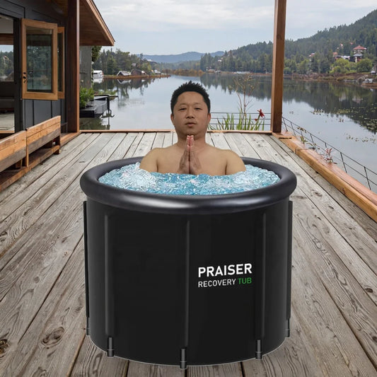 Portable Inflatable Outdoor Bath Tub 320L Fiberglass & PVC Construction Sports Recovery & Cold Plunge Therapy 1-Person Use