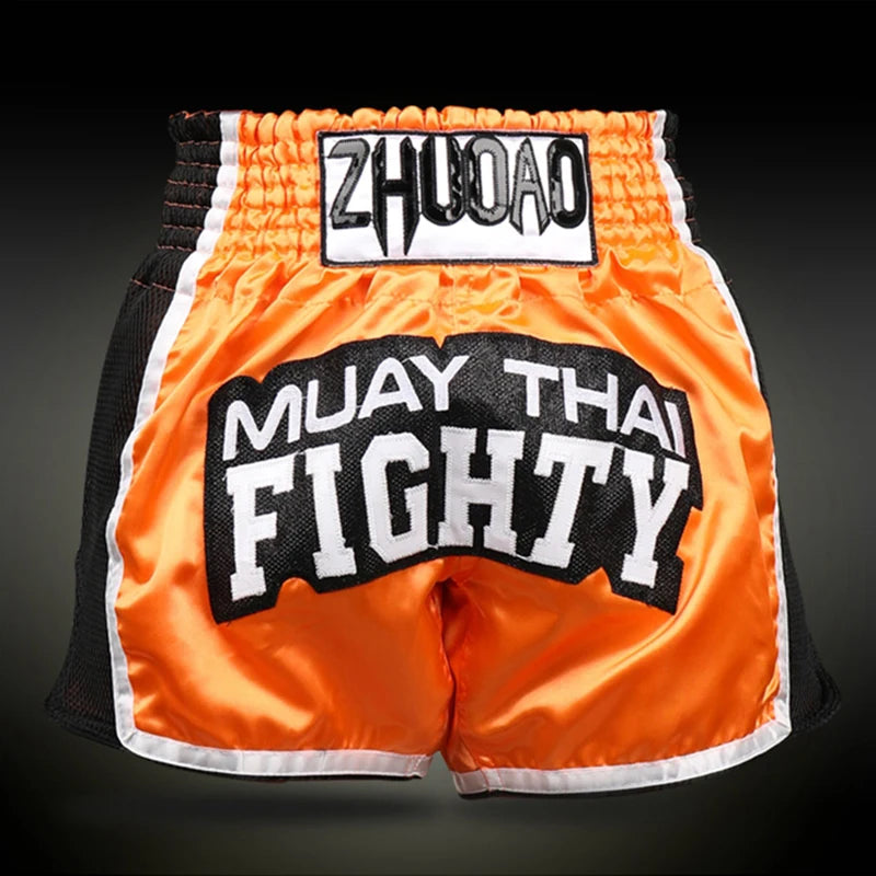 Muay Thai Shorts Men Embroidery Sports Fitness Fighting Kickboxing Short Pants Women Kids Custom Sanda MMA Boxeo Trunks Black
